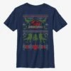 Jurassic World Christmas Sweater Pattern Youth T-Shirt -Graphic T-Shirt Shop 14676502 hi
