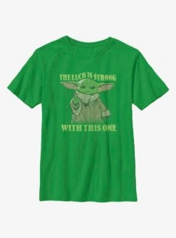 Star Wars The Mandalorian The Child Strong Luck Youth T-Shirt