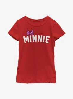 Disney Minnie Mouse Minnie Bow Chest Youth Girls T-Shirt