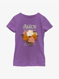 Disney Alice In Wonderland Flower Bouquet Youth Girls T-Shirt