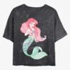Disney The Little Mermaid Signed Ariel Mineral Wash Crop Womens T-Shirt -Graphic T-Shirt Shop 20019224 hi